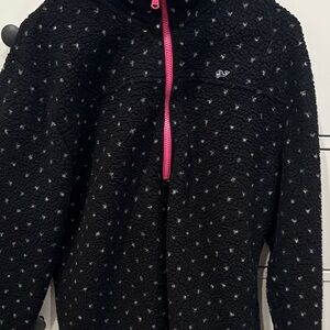 Vineyard Vines Black and Pink Fleece Hoodie